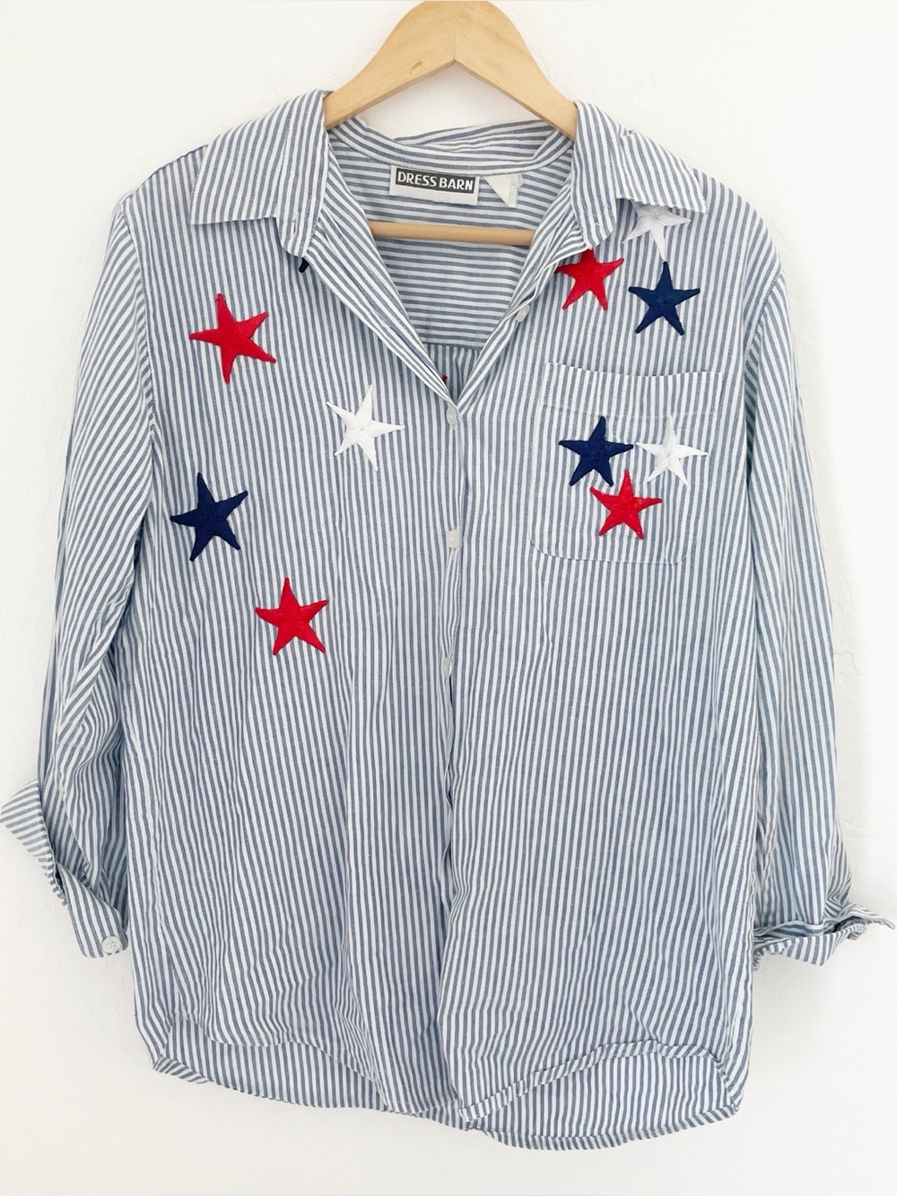 Vintage dressbarn stripe embroidery Star button down size medium